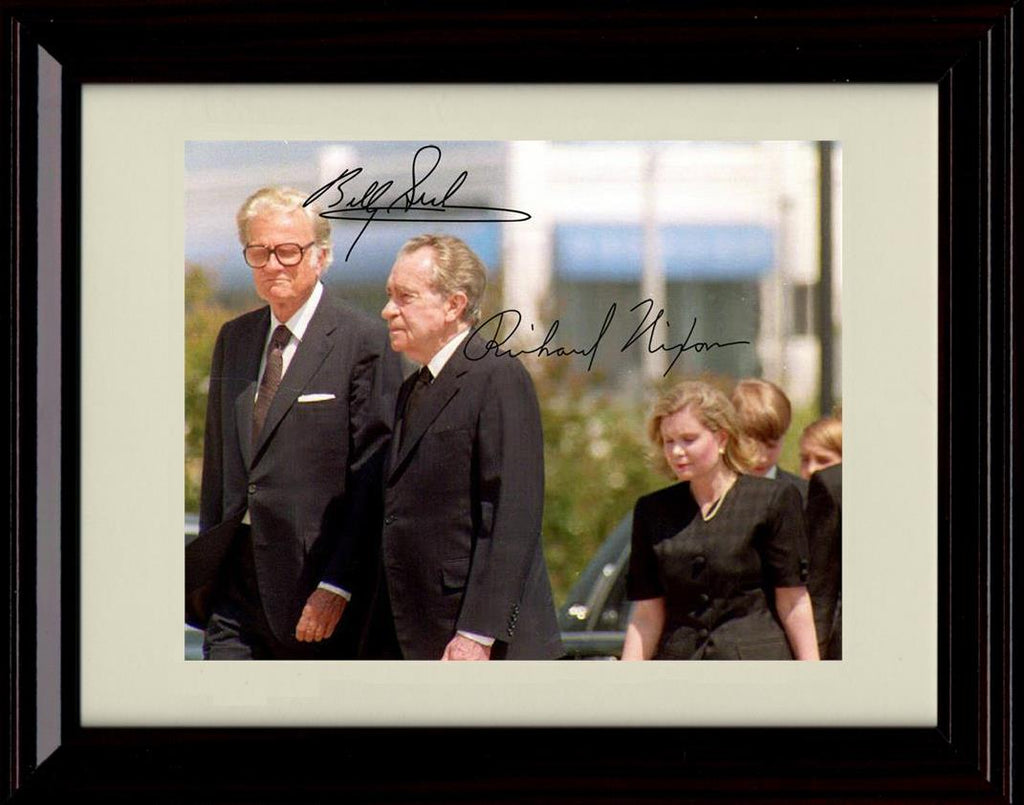 8x10 Framed Billy Graham & Richard Nixon Autograph Promo Print - Walking Side By Side Framed Print - History FSP - Framed   