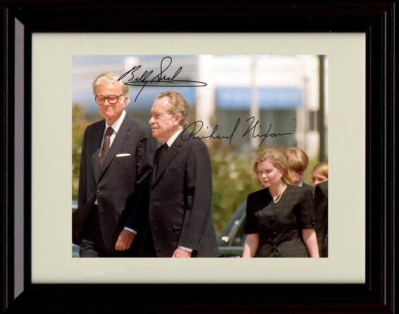 Framed Billy Graham & Richard Nixon Autograph Promo Print - Walking Side By Side Framed Print - History FSP - Framed   