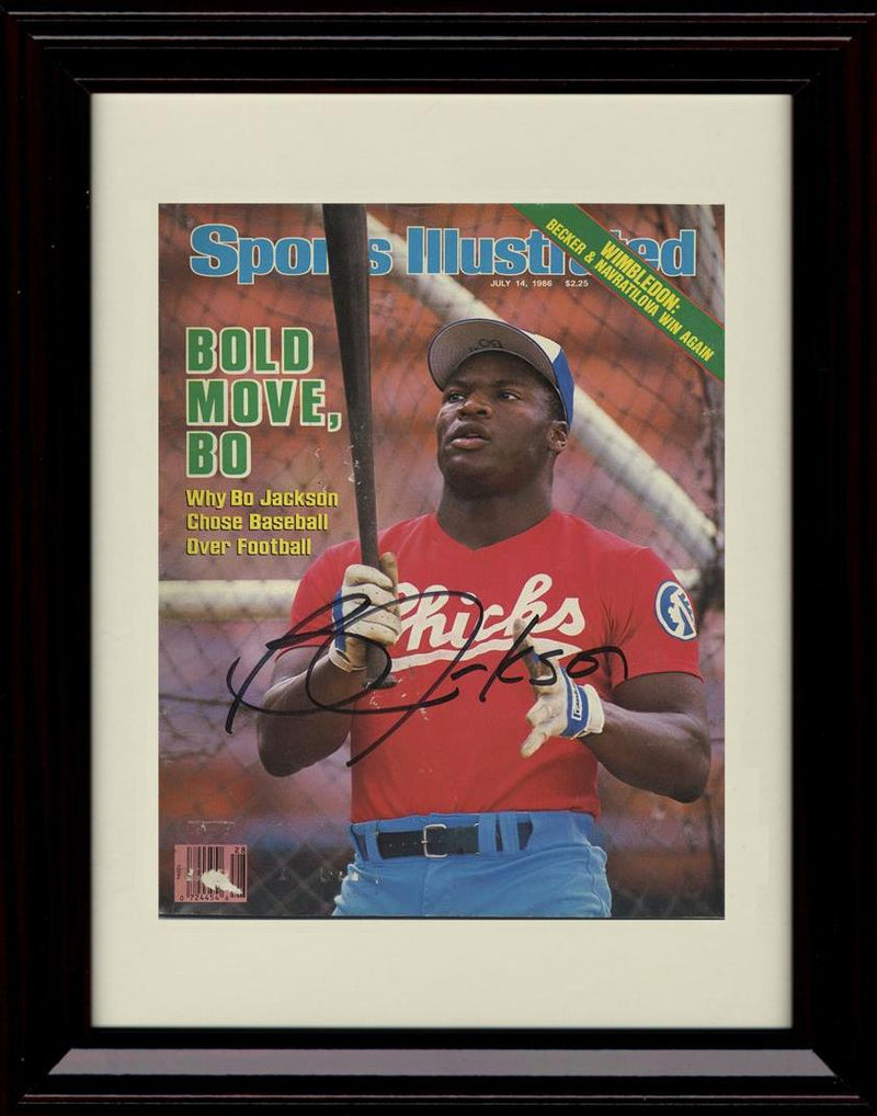 Framed 8x10 Bo Jackson - Sports Illustrated Cover Bold Move, Bo - Memphis Chicks Autograph Replica Print Framed Print - Baseball FSP - Framed   