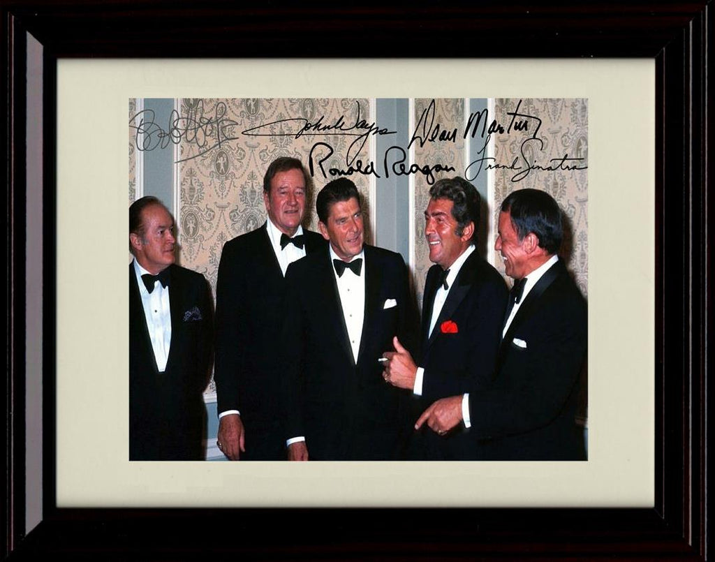 8x10 Framed Bob Hope With Friends Autograph Promo Print - John Wayne, Dean Martin, Ronald Reagan and Frank Sinatra Framed Print - History FSP - Framed   