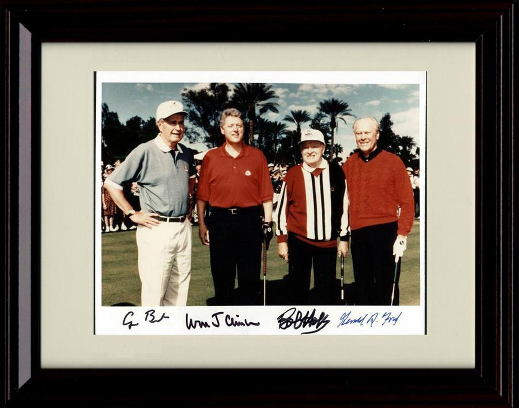 8x10 Framed Bob Hope With Presidents Autograph Promo Print - Bush, Clinton And Ford Framed Print - History FSP - Framed   