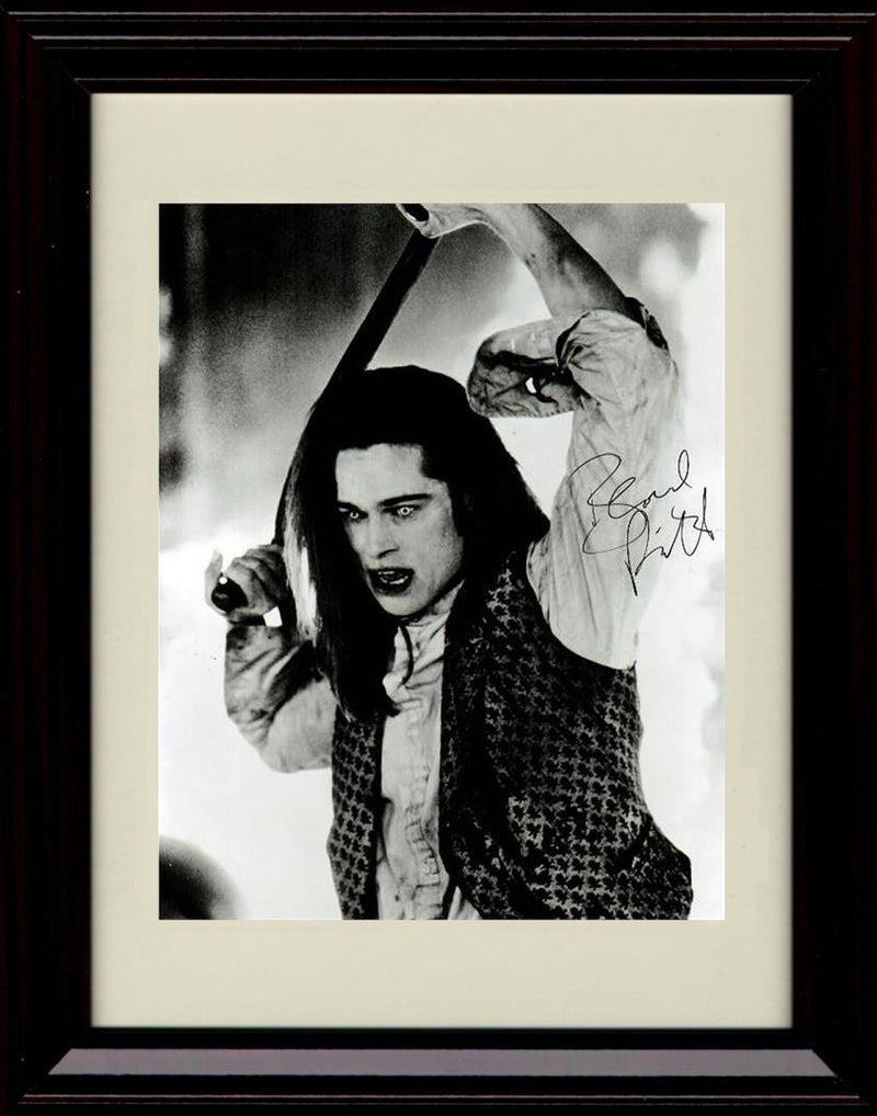 8x10 Framed Brad Pitt Autograph Promo Print - Interview With A Vampire Black and White Framed Print - Movies FSP - Framed   