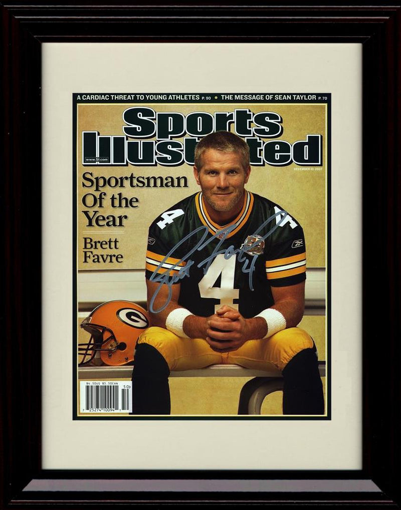 16x20 Framed Brett Favre - Green Bay Packers Autograph Promo Print - Sportsman Of The Year Sports Illustrated Gallery Print - Pro Football FSP - Gallery Framed   