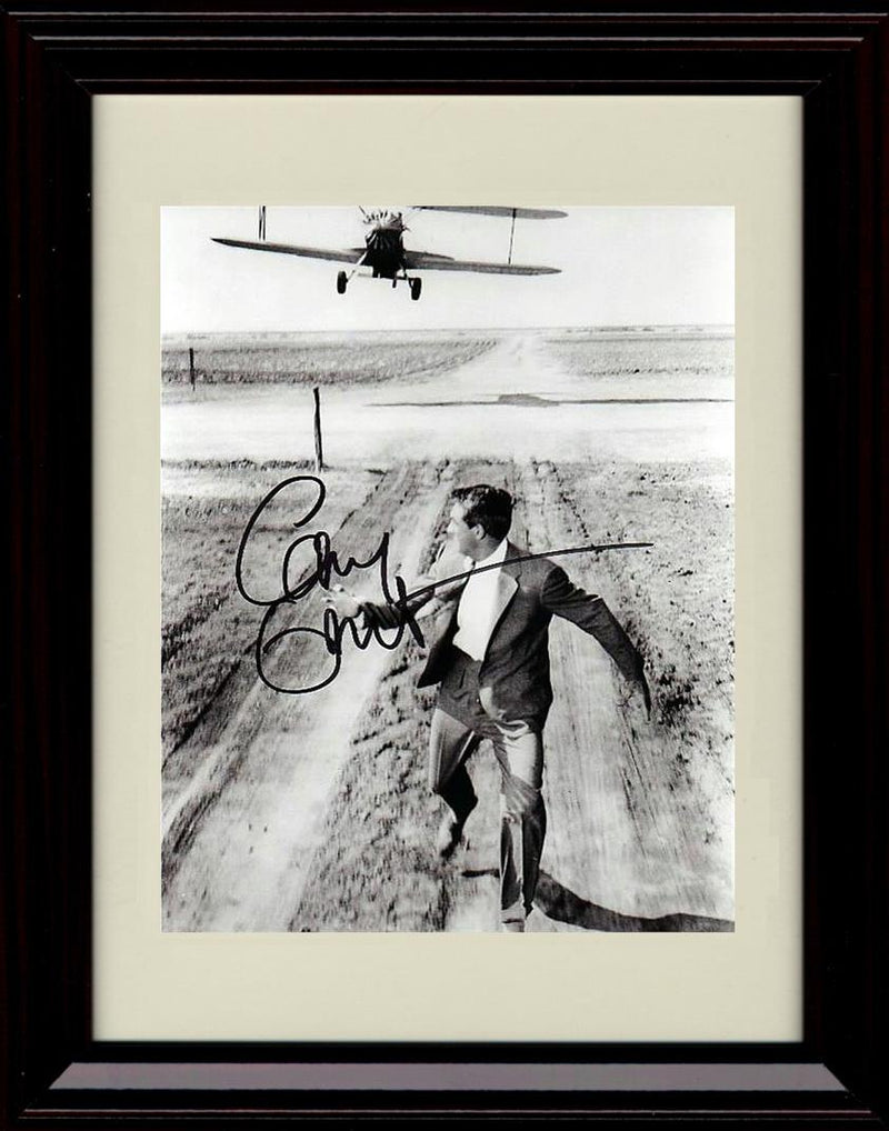 8x10 Framed Cary Grant Autograph Promo Print - Running From Plane Framed Print - Movies FSP - Framed   