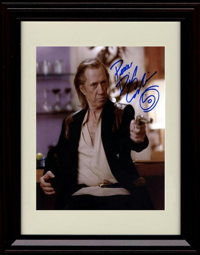 8x10 Framed David Carradine Autograph Promo Print - With Gun Framed Print - Movies FSP - Framed   