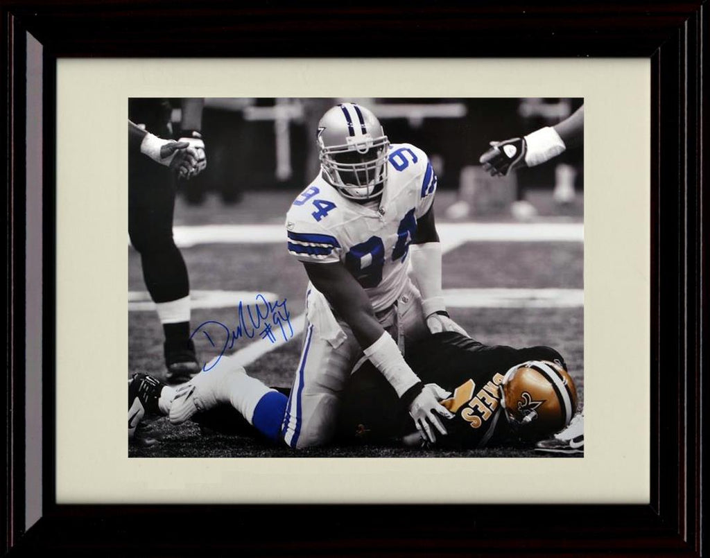 8x10 Framed DeMarcus Ware - Dallas Cowboys Autograph Promo Print - Sacking Drew Brees Framed Print - Pro Football FSP - Framed   