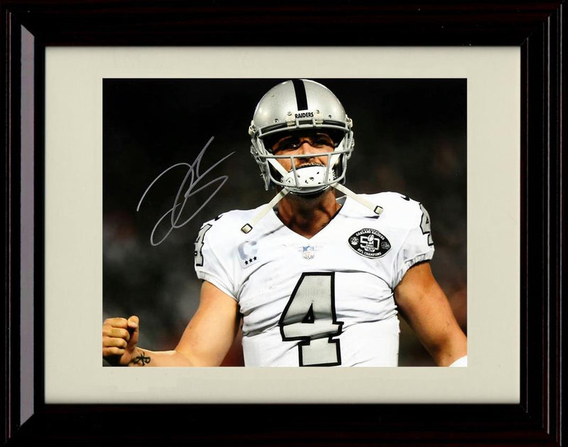 16x20 Framed Derek Carr - Oakland Raiders Autograph Promo Print - Fist With Dark Background Gallery Print - Pro Football FSP - Gallery Framed   
