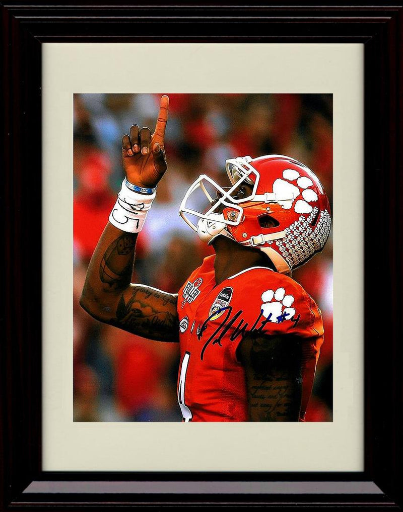 Unframed Deshaun Watson Autograph Promo Print - Clemson Tigers- Blue and White Braclet Pointing Unframed Print - College Football FSP - Unframed   