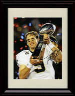 8x10 Framed Drew Brees - New Orleans Saints Autograph Promo Print - Trophy Pose Framed Print - Pro Football FSP - Framed   
