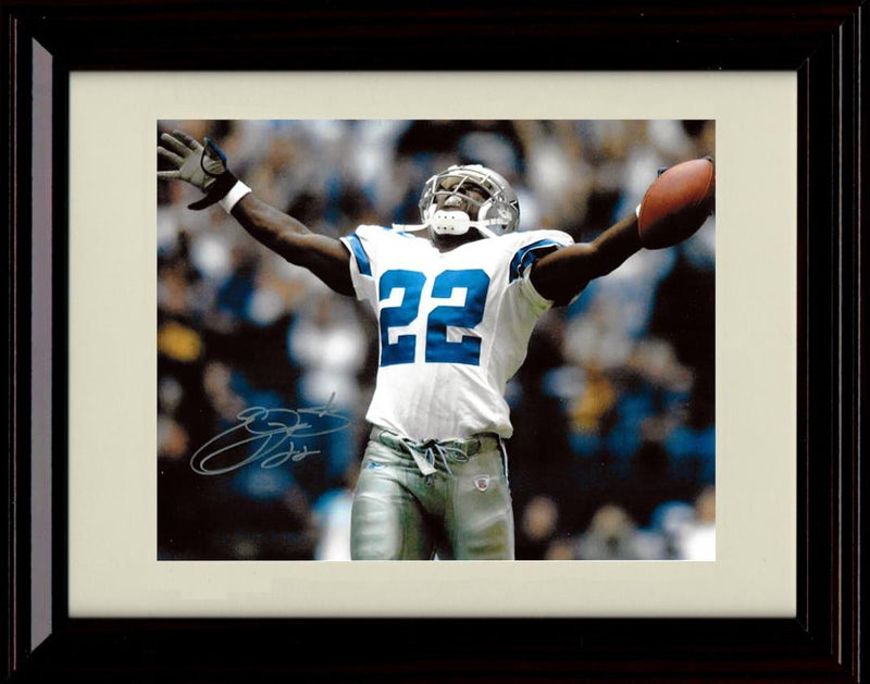 8x10 Framed Emmitt Smith - Dallas Cowboys Autograph Promo Print - Arms Spread Out In Victory Framed Print - Pro Football FSP - Framed   
