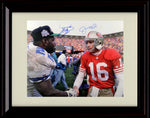 16x20 Framed Emmitt Smith and Joe Montana - Dallas Cowboys and San Francisco 49'ers Autograph Promo Print - HoF Handshake Gallery Print - Pro Football FSP - Gallery Framed   