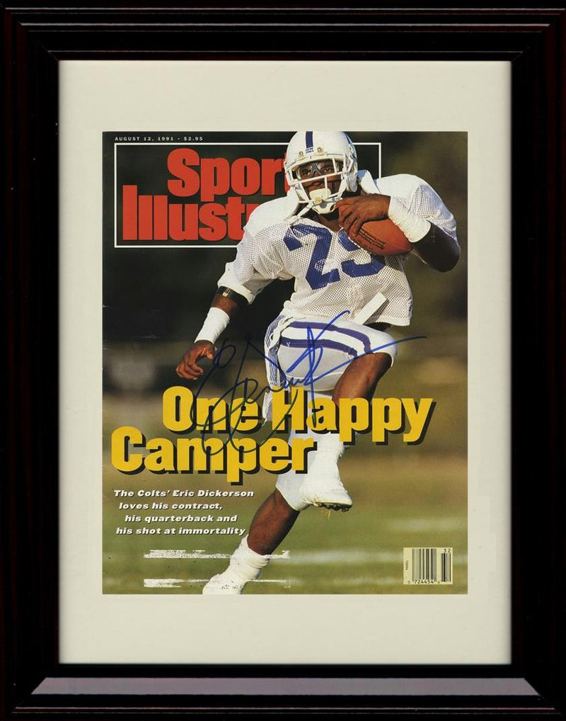 8x10 Framed Eric Dickerson - Indianapolis Colts Autograph Promo Print - 1991 Signed Sports Illustrated One Happy Camper Framed Print - Pro Football FSP - Framed   