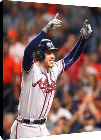 Floating Canvas Wall Art:  Atlanta Braves Freddie Freeman - WS Home Run Celebration Photo Floating Canvas - College Football FSP - Floating Canvas   