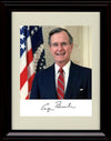 Framed George Bush Autograph Promo Print - Headshot With American Flag Framed Print - History FSP - Framed   