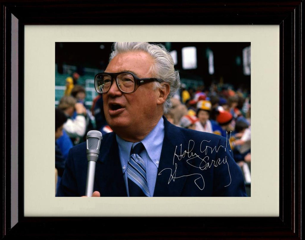 Unframed Harry Caray - Landscape - Color Holy Cow With Mic Autograph Replica Print Unframed Print - Baseball FSP - Unframed   