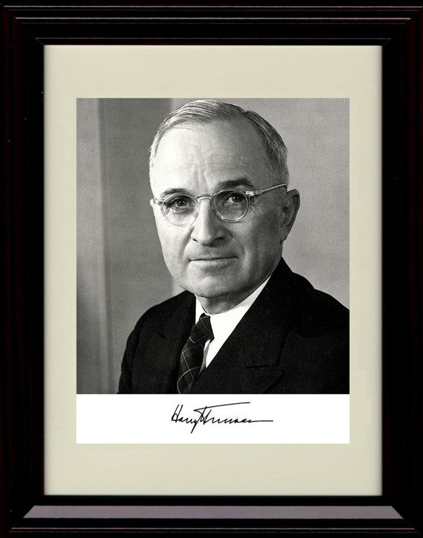 8x10 Framed Harry Truman Autograph Promo Print - Close Up Headshot Framed Print - History FSP - Framed   