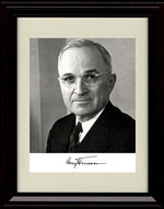 Framed Harry Truman Autograph Promo Print - Close Up Headshot Framed Print - History FSP - Framed   