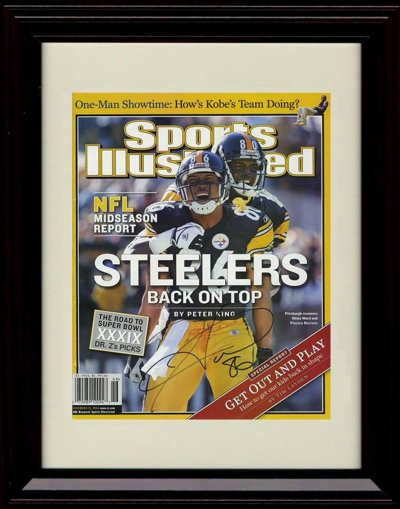 16x20 Framed Hines Ward And Plaxico Burress - Pittsburgh Steelers Autograph Promo Print - 2004 Sports Illustrated Steelers Back On Top Gallery Print - Pro Football FSP - Gallery Framed   