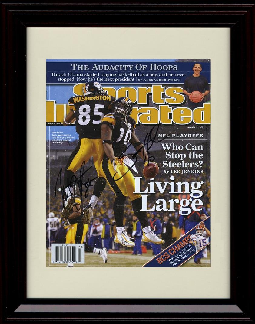 Unframed Holmes and  Harrison - Pittsburgh Steelers Autograph Promo Print - Sports Illustrated Living Large Unframed Print - Pro Football FSP - Unframed   