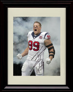 8x10 Framed JJ Watt - Houston Texans Autograph Promo Print - Mouth Open Framed Print - Pro Football FSP - Framed   