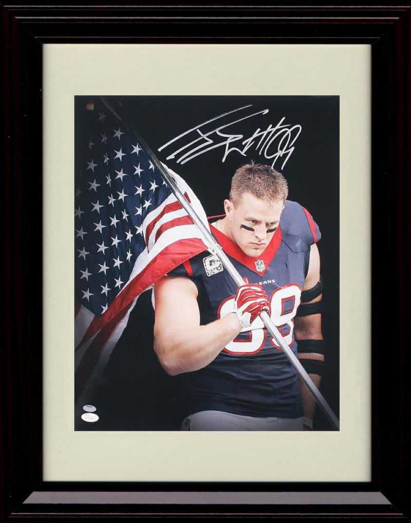 16x20 Framed JJ Watt - Houston Texans Autograph Promo Print - Carrying the Flag Gallery Print - Pro Football FSP - Gallery Framed   
