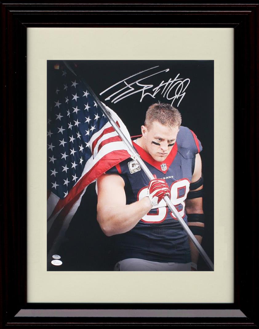 Unframed JJ Watt - Houston Texans Autograph Promo Print - Carrying the Flag Unframed Print - Pro Football FSP - Unframed   