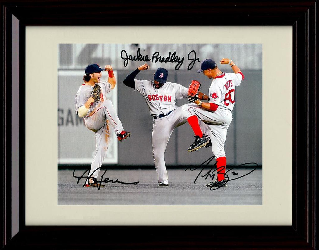 Unframed Jackie Bradley And Mookie Betts - Landscape - Boston Red Sox Autograph Replica Print Unframed Print - Baseball FSP - Unframed   