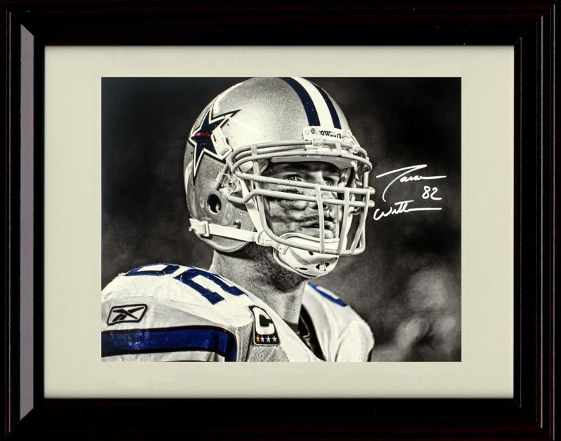 Unframed Jason Witten - Dallas Cowboys Autograph Promo Print - Black and White Color Jersey Unframed Print - Pro Football FSP - Unframed   