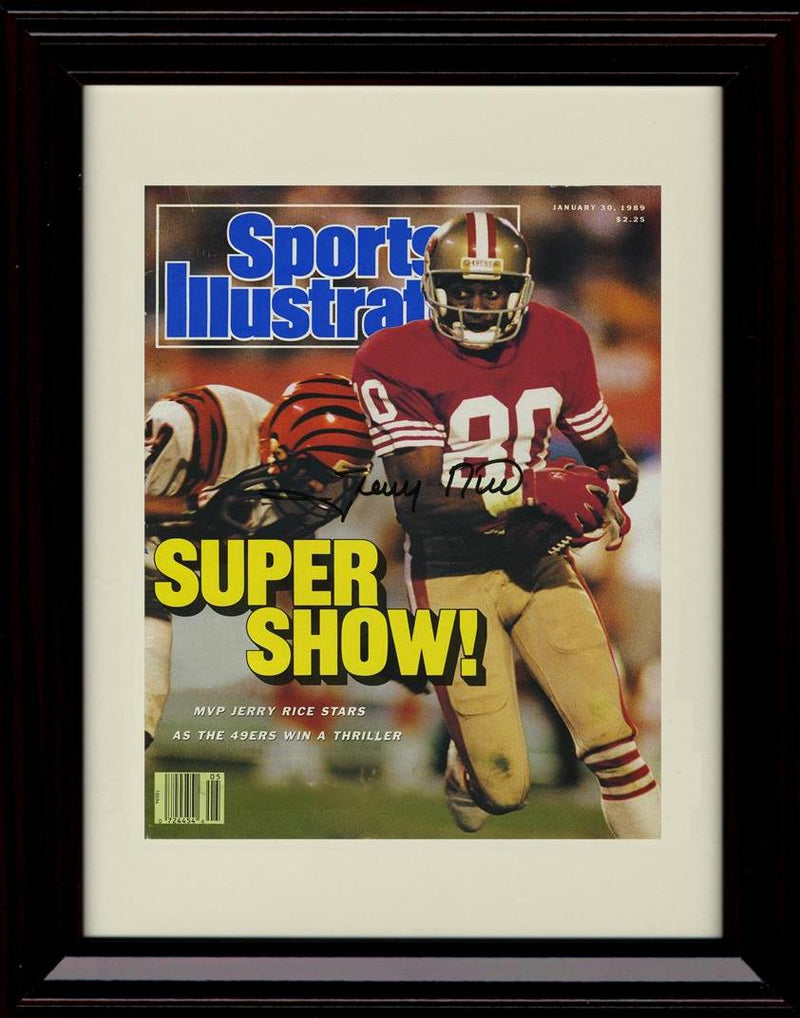 16x20 Framed Jerry Rice - San Francisco 49ers Autograph Promo Print - 1989 Super Bowl Sports Illustrated Gallery Print - Pro Football FSP - Gallery Framed   