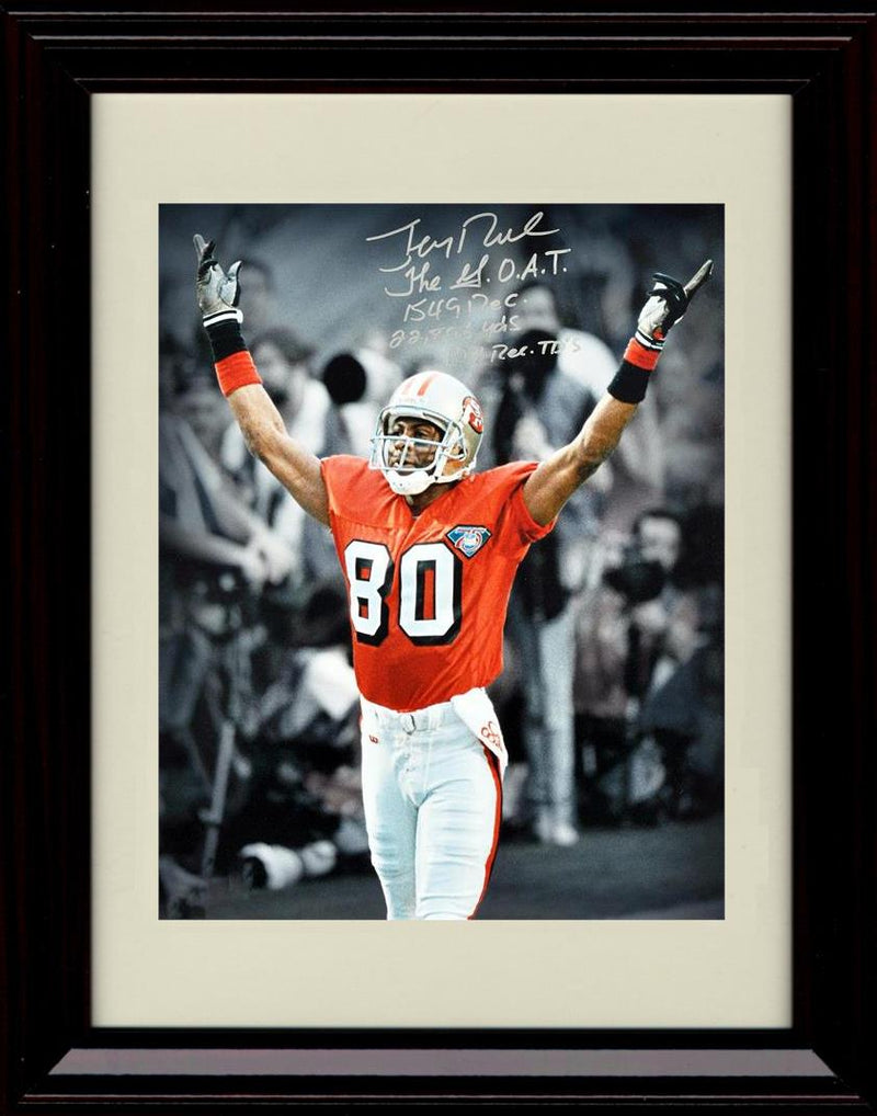 8x10 Framed Jerry Rice - San Francisco 49ers Autograph Promo Print - The Goat Framed Print - Pro Football FSP - Framed   