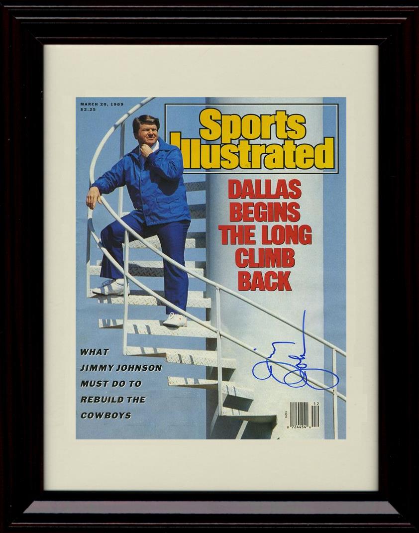 8x10 Framed Jimmy Johnson - Dallas Cowboys Autograph Promo Print - 1989 Sports Illustrated Framed Print - Pro Football FSP - Framed   