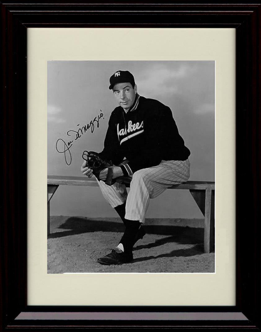 Unframed Joe Dimaggio - Posing On The Bench Black And White - New York Yankees Autograph Replica Print Unframed Print - Baseball FSP - Unframed   