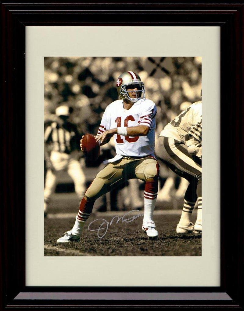 8x10 Framed Joe Montana - San Francisco 49ers Autograph Promo Print - Passing BWColor Framed Print - Pro Football FSP - Framed   