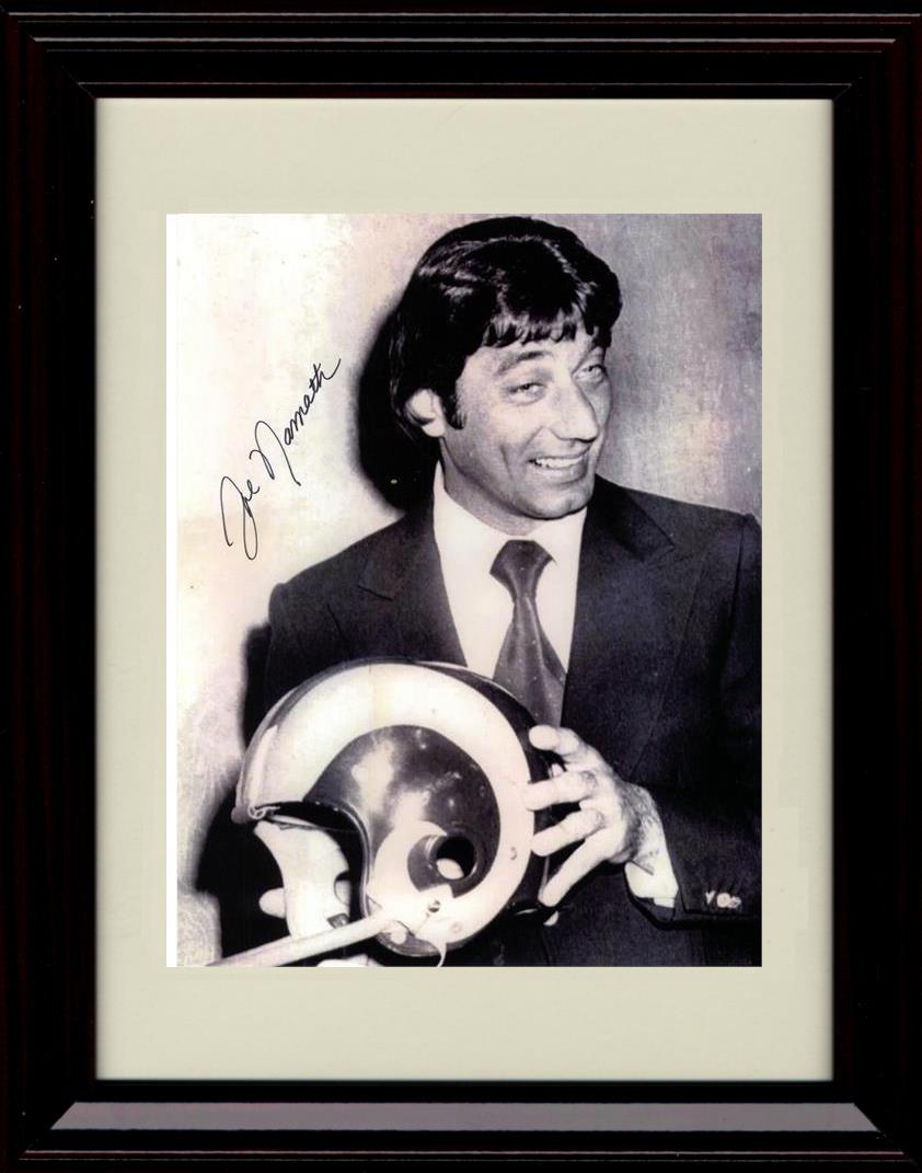 Unframed Joe Namath - Los Angeles Rams Autograph Promo Print - Holding Helmet Black And White Unframed Print - Pro Football FSP - Unframed   