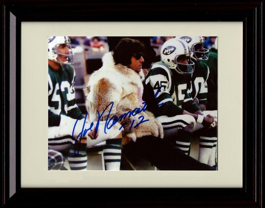 Unframed Joe Namath Autograph Promo Print - New York Jets- Fur Coat Unframed Print - College Football FSP - Unframed   