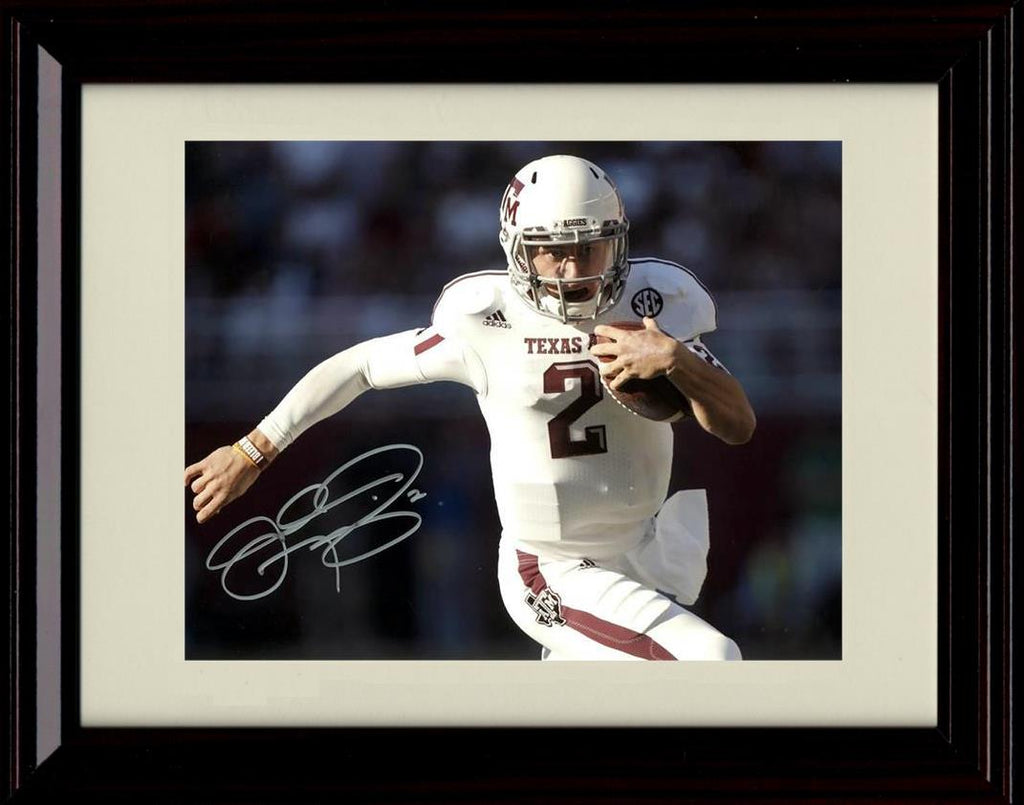Unframed Johnny Manziel Autograph Promo Print - Texas A&M Aggies- On the Run Unframed Print - College Football FSP - Unframed   