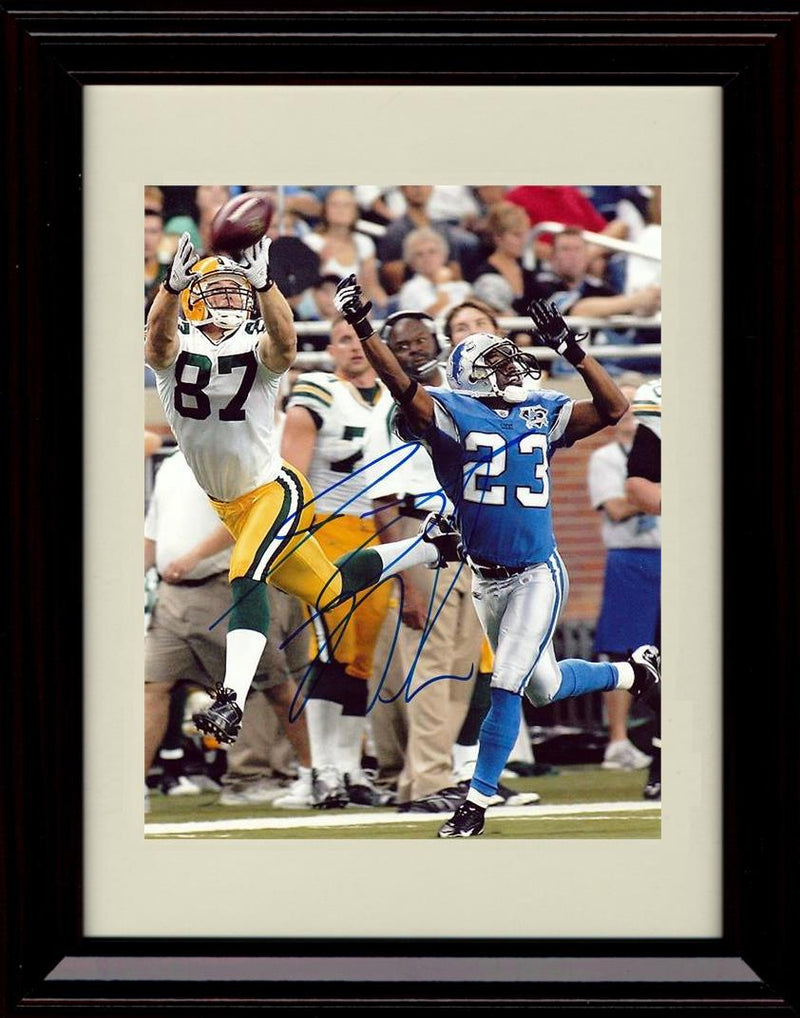 8x10 Framed Jordy Nelson - Green Bay Packers Autograph Promo Print - Leaping Catch Framed Print - Pro Football FSP - Framed   