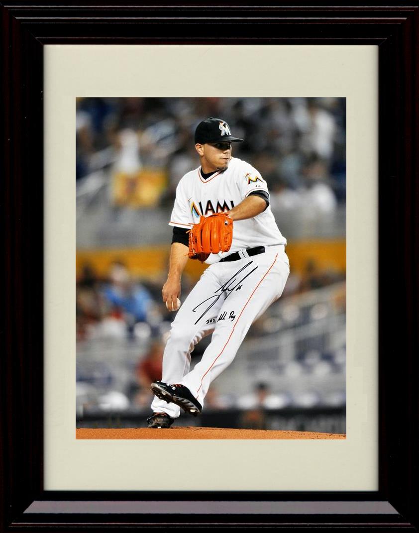 Framed 8x10 Jose Fernandez Black Shoes Miami Marlins Autograph Replica Print