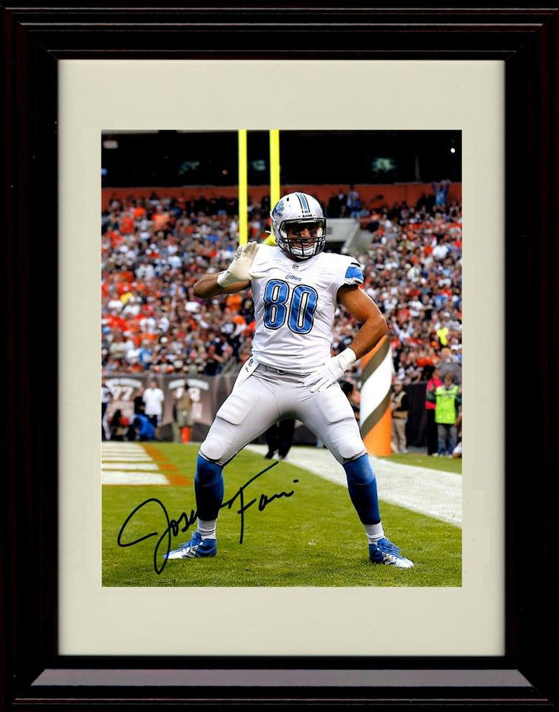 16x20 Framed Joseph Fauria - Detroit Lions Autograph Promo Print - Endzone Celebration Gallery Print - Pro Football FSP - Gallery Framed   