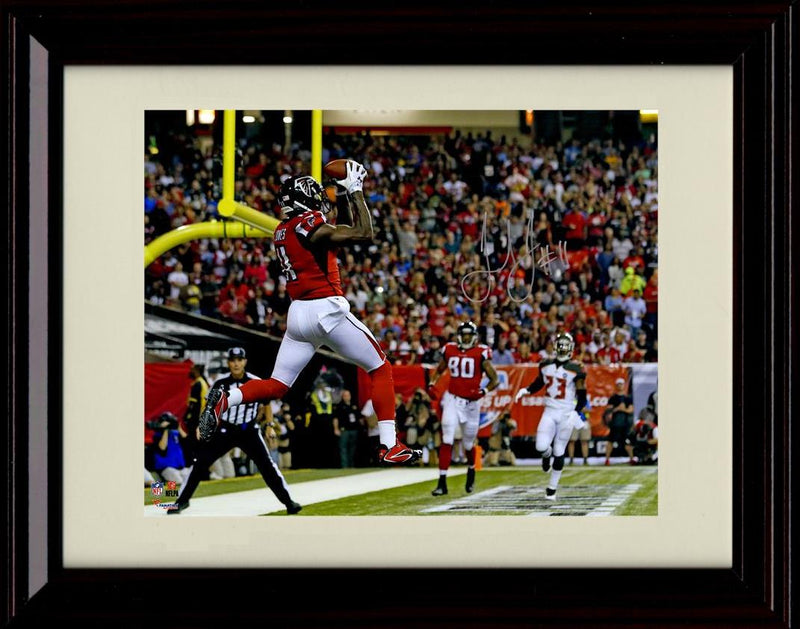 16x20 Framed Julio Jones - Atlanta Falcons Autograph Promo Print - Leaping TD Gallery Print - Pro Football FSP - Gallery Framed   