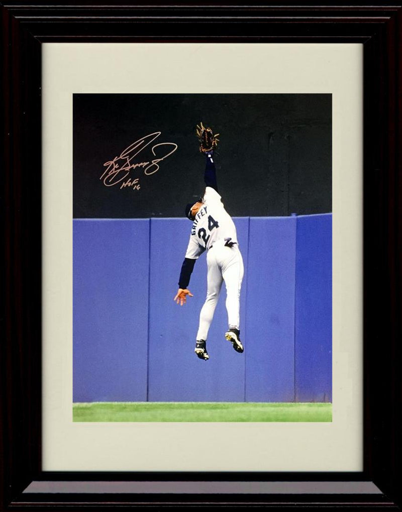 Unframed Ken Griffey Jr - Leaping Catch At Wall - Seattle Mariners Autograph Replica Print Unframed Print - Baseball FSP - Unframed   