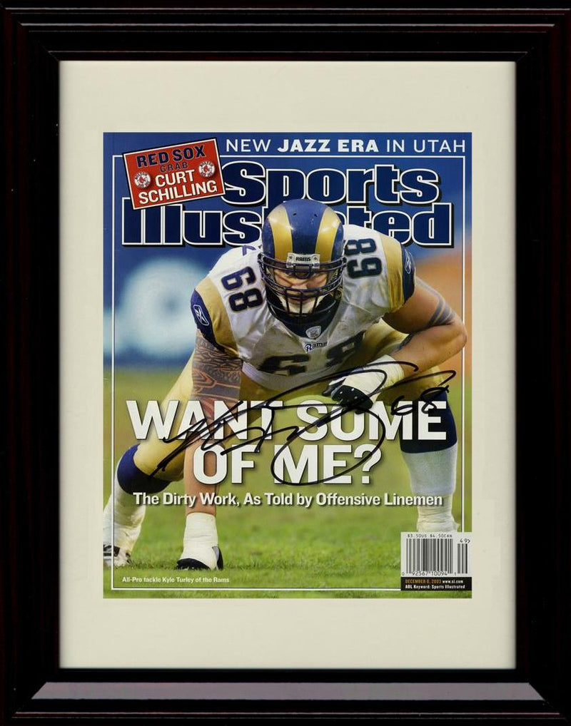 16x20 Framed Kyle Turley - Los Angeles Rams Autograph Promo Print - Sports Illustrated Want Some Of Me Signed Gallery Print - Pro Football FSP - Gallery Framed   