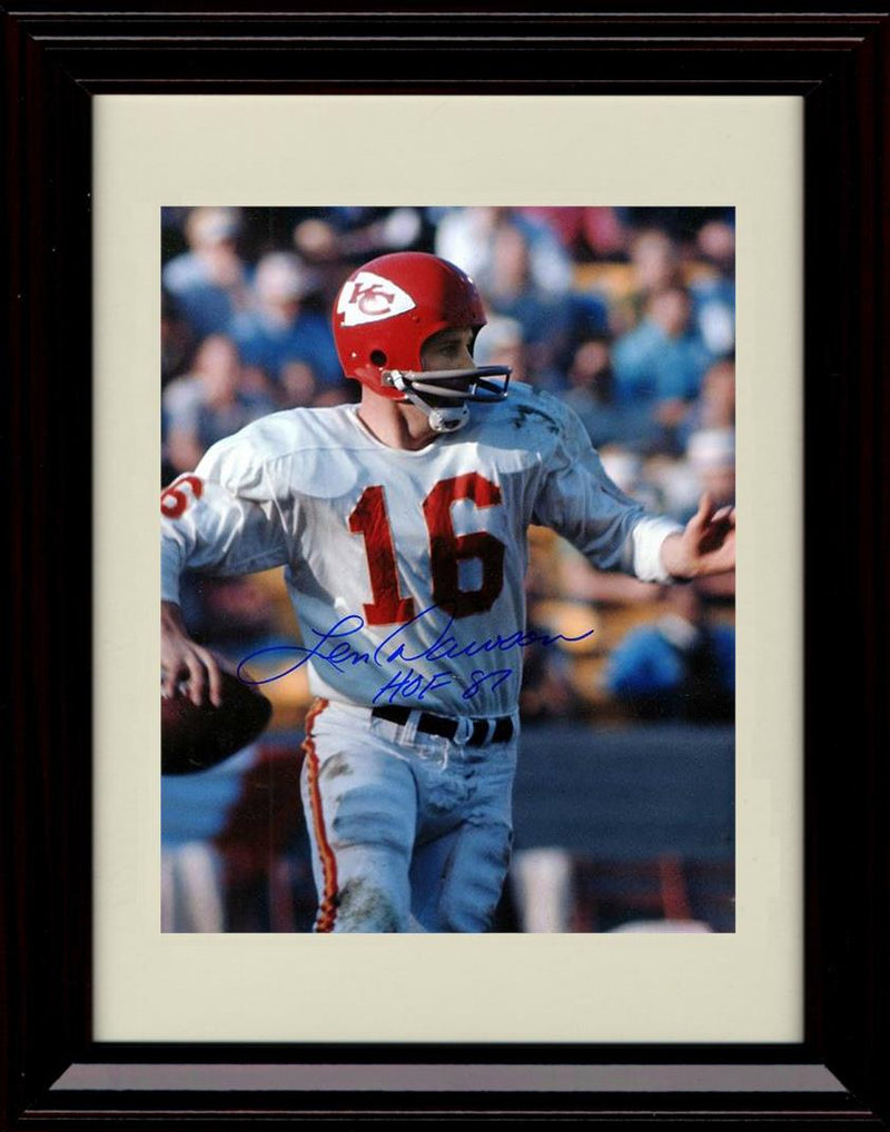 16x20 Framed Len Dawson - Kansas City Chiefs Autograph Promo Print - Dropping Back To Pass HOF Gallery Print - Pro Football FSP - Gallery Framed   