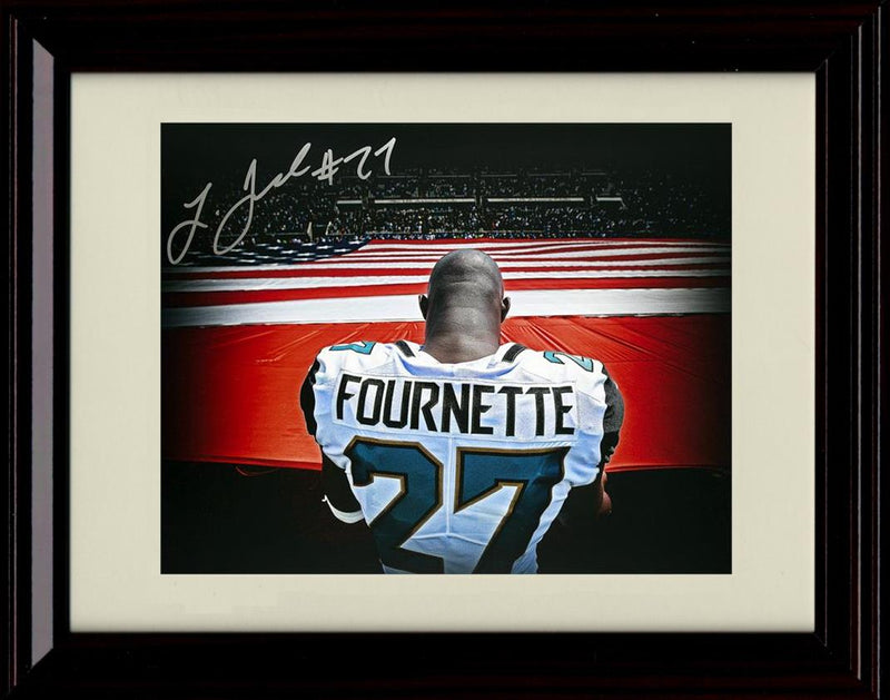 8x10 Framed Leonard Fournette - Jacksonville Jaguars Autograph Promo Print - Stars Stripes Framed Print - Pro Football FSP - Framed   