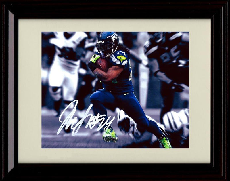 Unframed Marshawn Lynch - Seattle Seahawks Autograph Promo Print - Running The Ball Unframed Print - Pro Football FSP - Unframed   