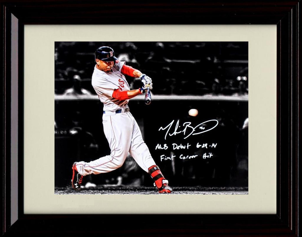 Framed 8x10 Mookie Betts - First Career Hit - Boston Red Sox Autograph Replica Print Framed Print - Baseball FSP - Framed   
