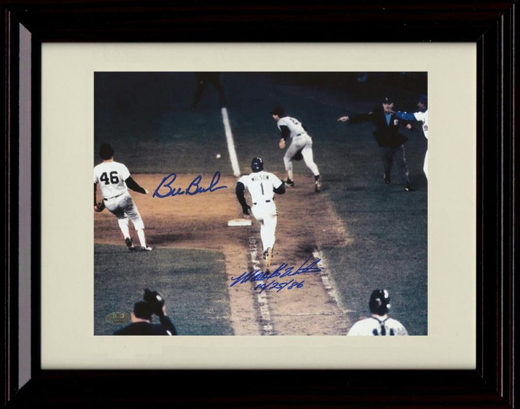 Framed 8x10 Mookie Wilson and Bill Buckner - The Curse - Boston Red Sox Autograph Replica Print Framed Print - Baseball FSP - Framed   