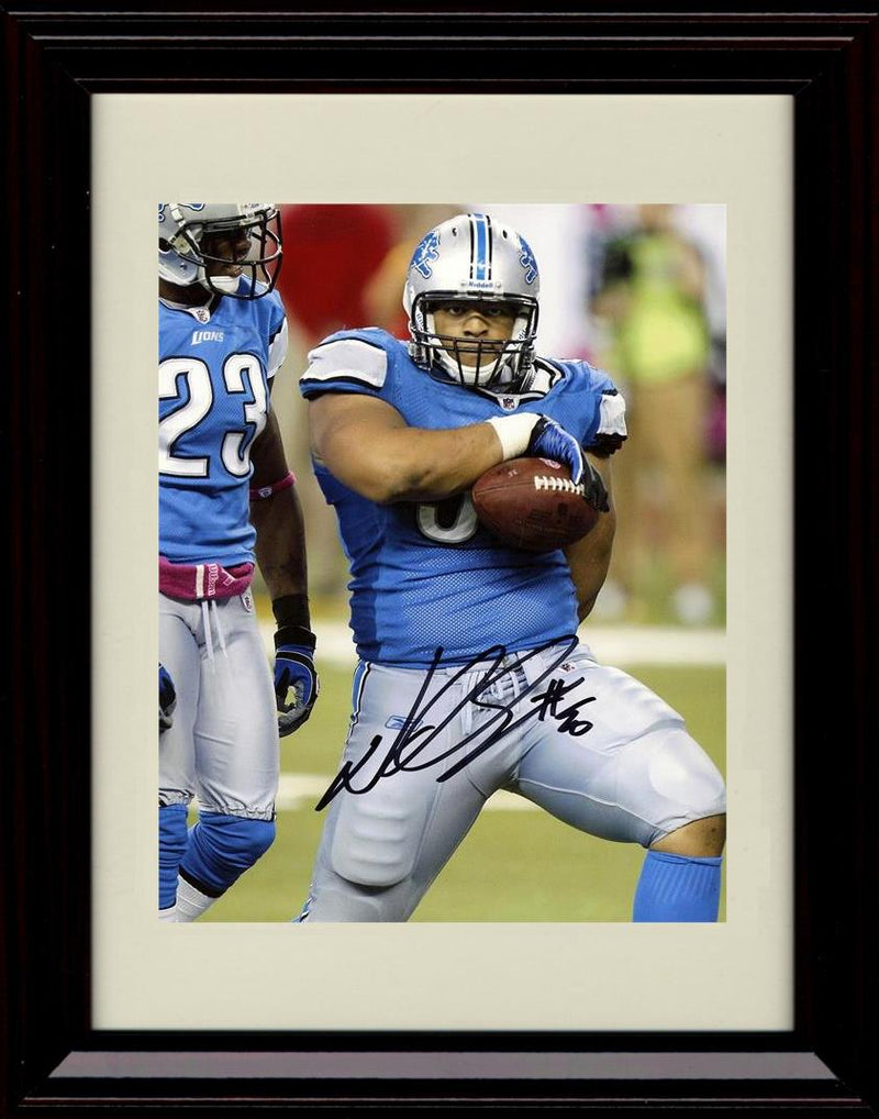 16x20 Framed Ndamukong Suh - Detroit Lions Autograph Promo Print - Right Arm Across Numbers Gallery Print - Pro Football FSP - Gallery Framed   