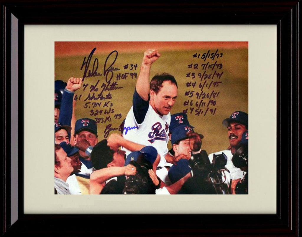 Framed 8x10 Nolan Ryan - Stats - Texas Rangers Autograph Replica Print Framed Print - Baseball FSP - Framed   