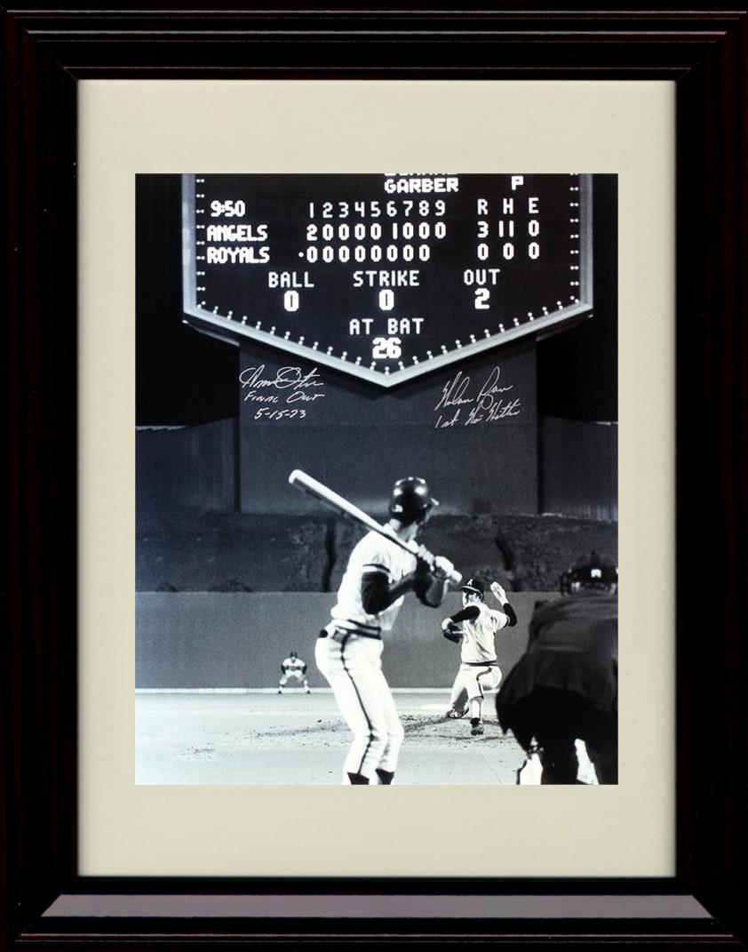 Framed 8x10 Nolan Ryan And Amos Otis - Final Out - Anaheim Angels Autograph Replica Print Framed Print - Baseball FSP - Framed   